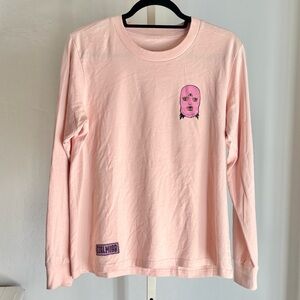 Oaklandish Cotton Peachy Pink Long Sleeve Graphic Tee, Medium